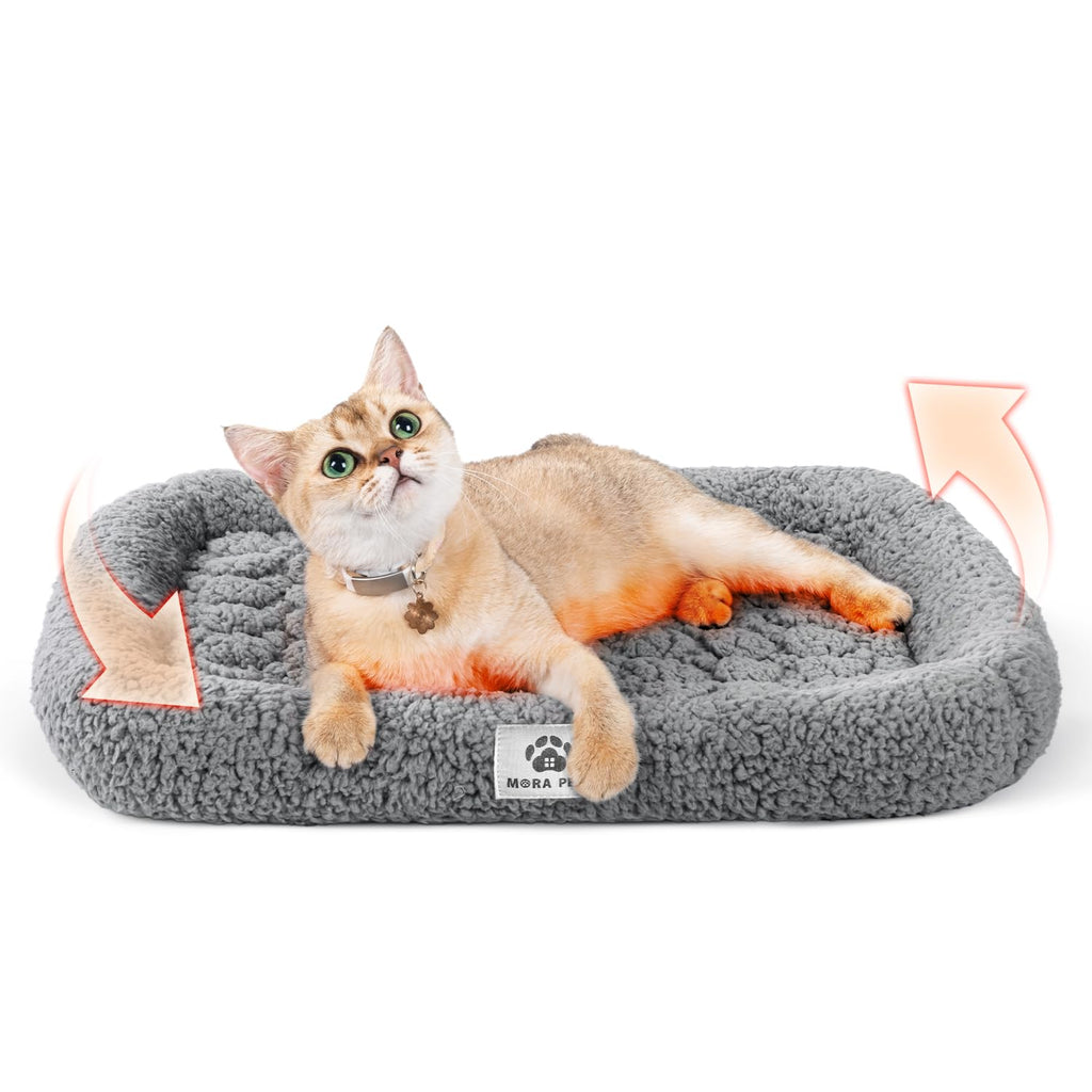 Mora Pets Self Warming Cat Bed Self Heating Pet Pad with Bolster and Foam Washable Removable Cover Non Slip Th
