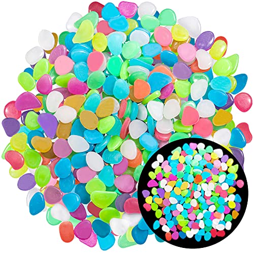 350 PCS Luminous Stones – Mixed Color Glow Rocks Decorations DIY Decorative Pebbles for Aquarium Fish Tank Sid - view 2