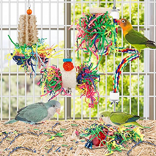 Foraging Toys Parakeet Chewing Hanging Toy Shredded Paper Bird Cage Accessories for Conure Cockatiel Budgies L - view 4