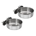 2 Pcs Small Bird Feeding Dish Cups,Parrot Food Bowl Cage with Clamp Holder Stainless Steel,Birdcage Coop Water