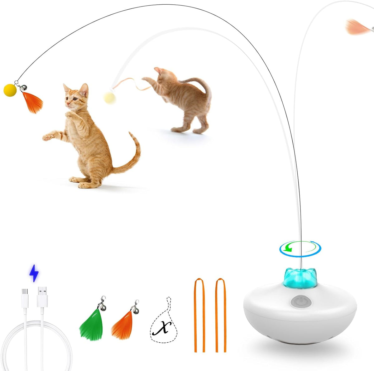 Oxawo Interactive Cat Toys Cat Exercise Tumbler, Rechargeable Cat Toys for Indoor Cats Spin Butterfly Game Tea
