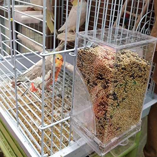 Hamiledyi No Mess Bird Cage Feeder Automatic Parrot Seed Feeders with Perch Acrylic Transparent Seed Food Cont - view 5