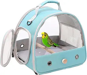 Small Bird Travel Cage Carrier, Portable Parrot Parakeet Carrier with Standing Perch and Comfy Mat, Budgies Ca