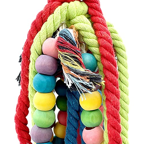 20.5 inch Parrot Chewing Toys - Wooden Block Tearing and Cotton Rope Toys for Medium Large Extra Large Parrot  - view 4