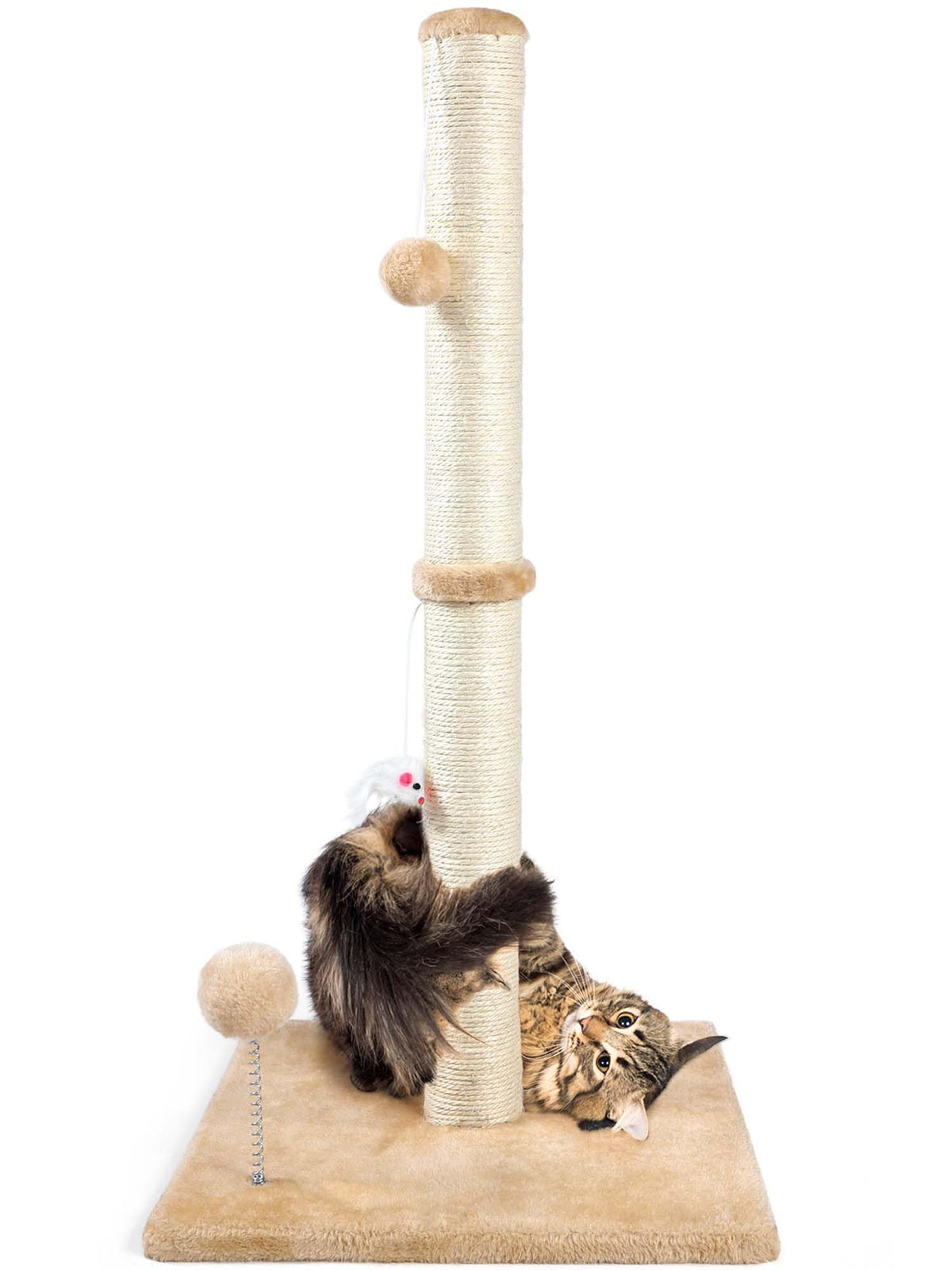 ANWA 32" Tall Cat Scratching Posts for Indoor Cats, 3-in-1 Vertical Cat Scratching Post with Plush Toys, Premi