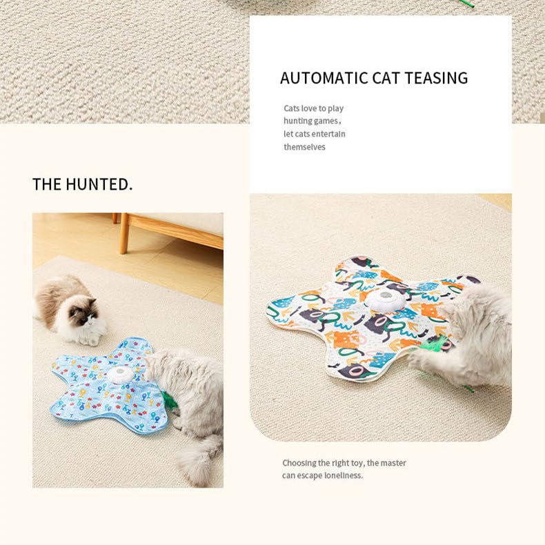 Cat Toy Hide and Seek Interactive Cat Toy - Rechargeable Automatic Feather Wand with Bird Squeaky for Indoor C - view 4