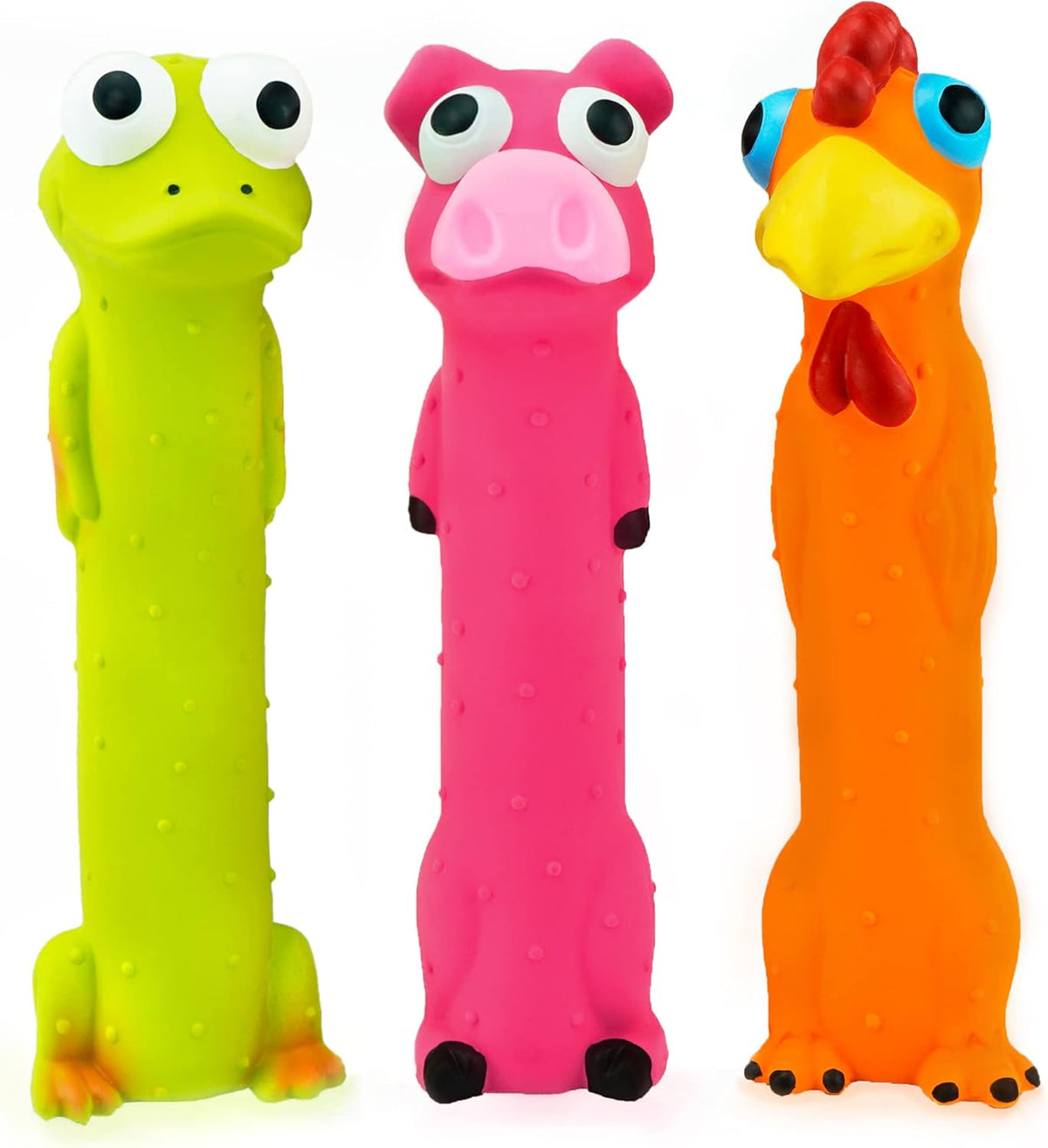 CHIWAVA 3 Pack 9" Squeaky Latex Dog Toys Standing Stick Animal Puppy Fetch Interactive Play for Small Medium D - view 2