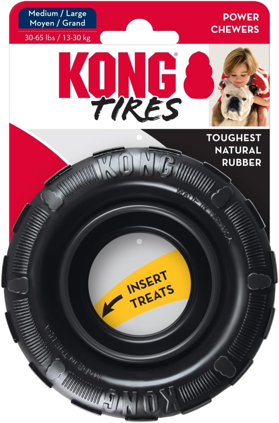 KONG Extreme Tires - KONG's Most Durable Natural Rubber Chew & Fetch Toy - Treat Dispenser Dog Tire Toy - Pet  - view 8