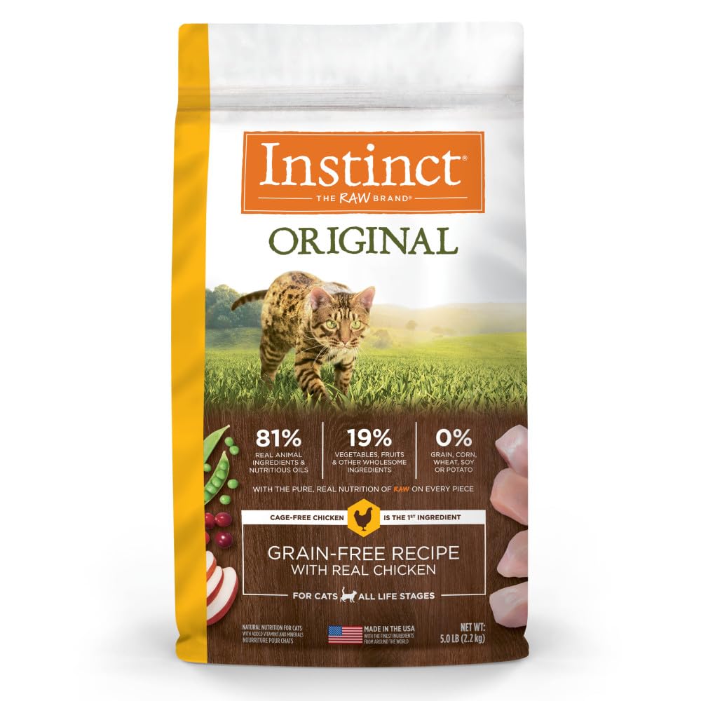 Instinct Original Dry Cat Food, Raw Coated Kibble, High Protein, Grain Free Recipe - Real Chicken, 5 lb. Bag