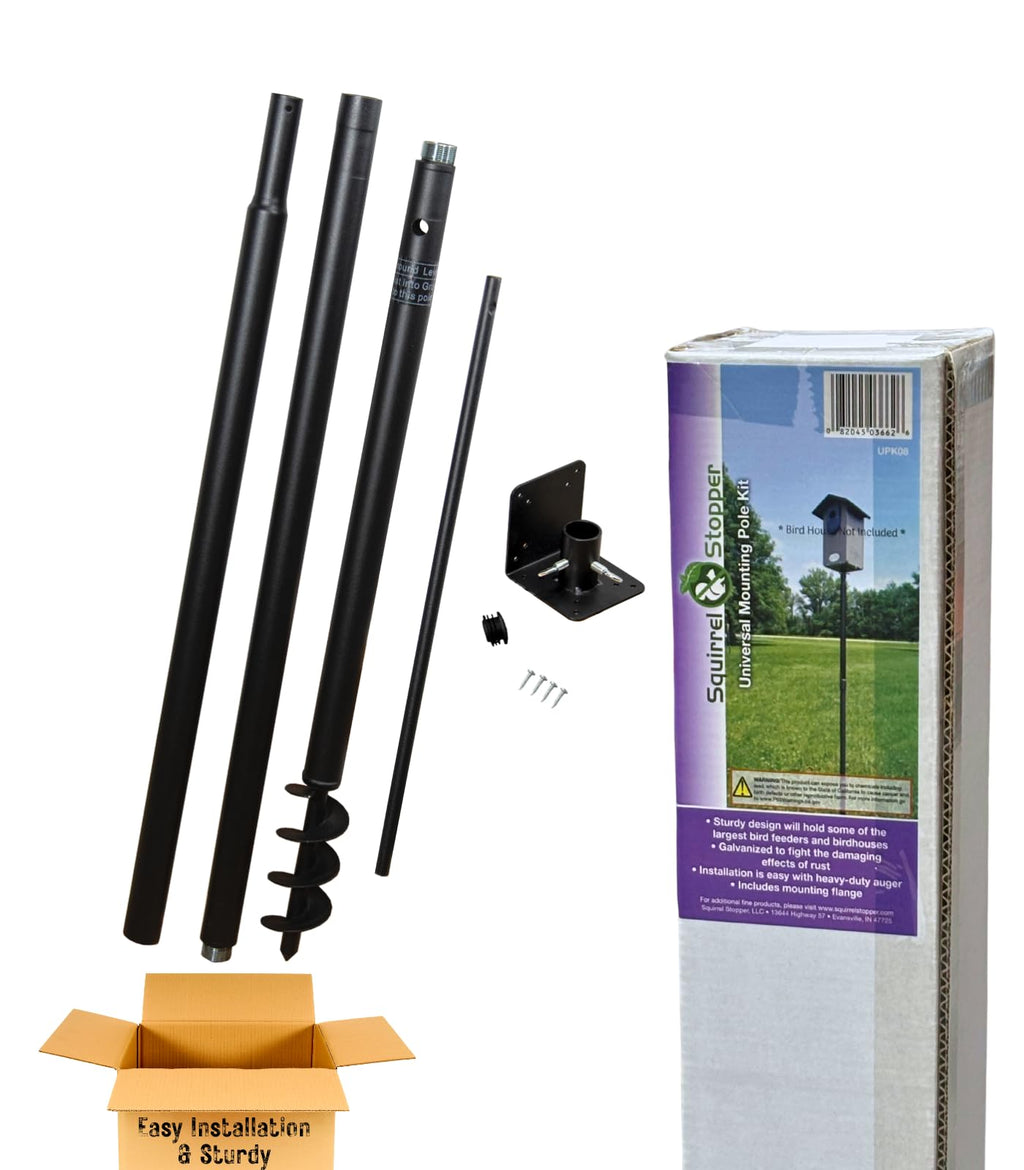 JCS Wildlife Universal Mounting Pole Kit for Bird Houses & Feeders, Heavy-Duty Steel Pole with Threaded Connec