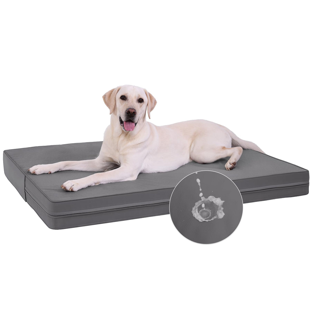 Vonabem Large Dog Bed Waterproof Outdoor, XL Crate Pad 42 inch Washable, Leather Pet beds with Removable Cover
