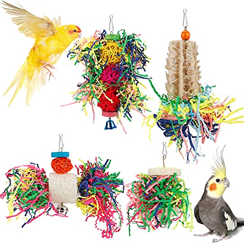 Foraging Toys Parakeet Chewing Hanging Toy Shredded Paper Bird Cage Accessories for Conure Cockatiel Budgies L - view 2