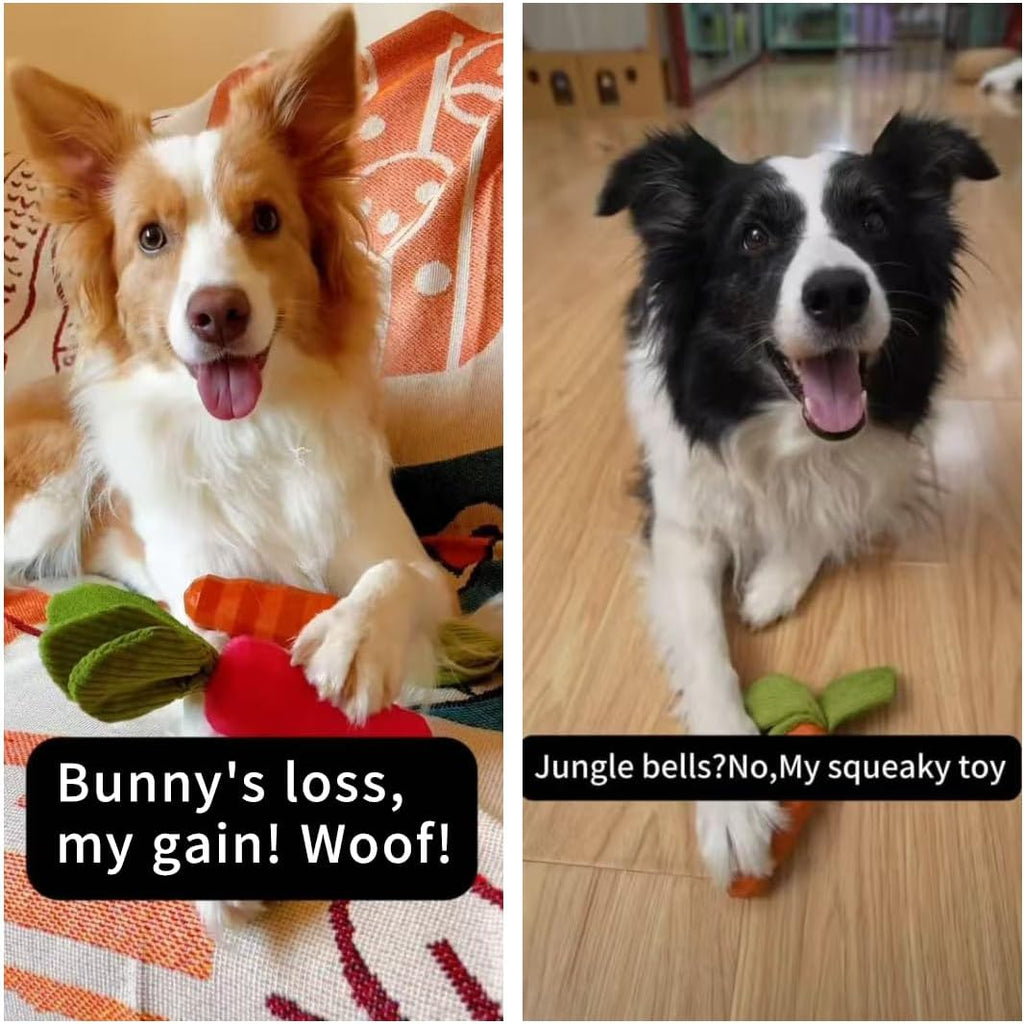 MewaJump Dog Squeaky Chew Toys for Aggressive Chewers, Rubber Carrot Dog Toys for Training and Cleaning, Durab - view 2