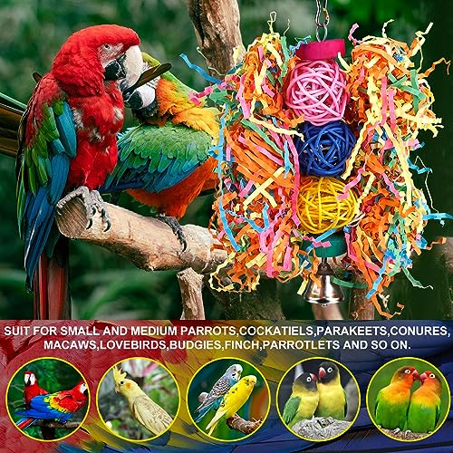 Bird Toys Rope Perch with Bell Colorful Bird Chewing Shredding Foraging Toys Parrot Swing Climbing Standing Ha - view 5