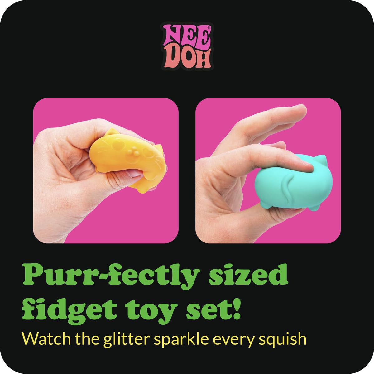 Schylling NeeDoh Teenie Cool Cat - Sensory Squeeze Toy - Contains 3 Mini Groovy Globs - 1.5" Wide - Color May  - view 3