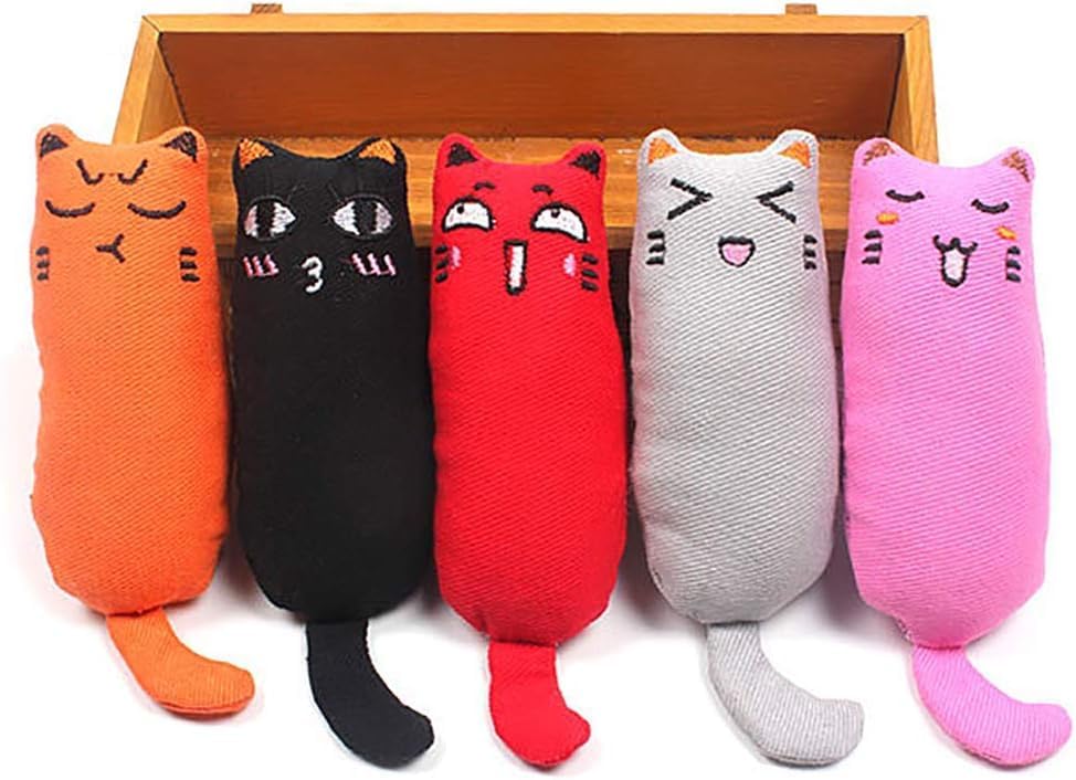 Legendog 5Pcs Bite Resistant Catnip Toy for Cats,Catnip Filled Cartoon Mice Cat Teething Chew Toy - view 2