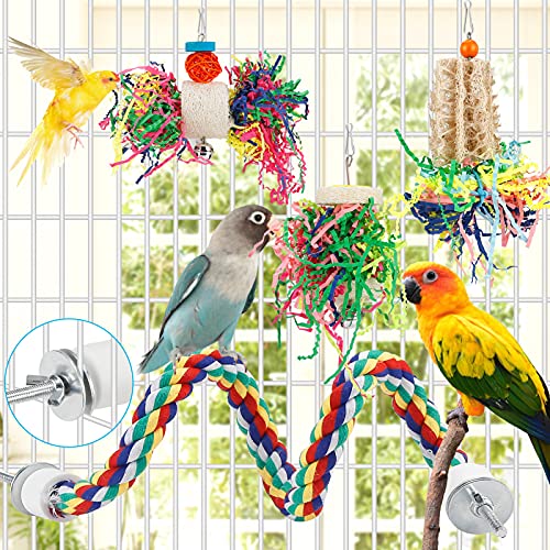 Foraging Toys Parakeet Chewing Hanging Toy Shredded Paper Bird Cage Accessories for Conure Cockatiel Budgies L - view 5