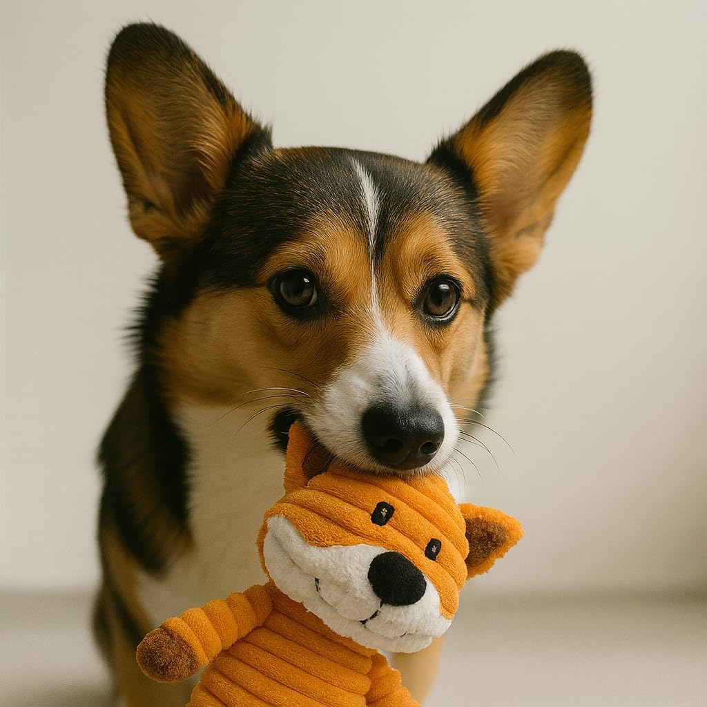 Jalousie Plush Toys Assortment Value Bundle Puppy Pet Mutt Squeak Toy for Medium Large Dogs (5 Pack Corduroy) - view 5