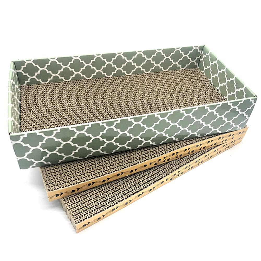 Cat Scratcher Cardboard Scratching Pads Scratch Lounge Bed with Catnip 3PCS Reversible Corrugated Cardboard wi