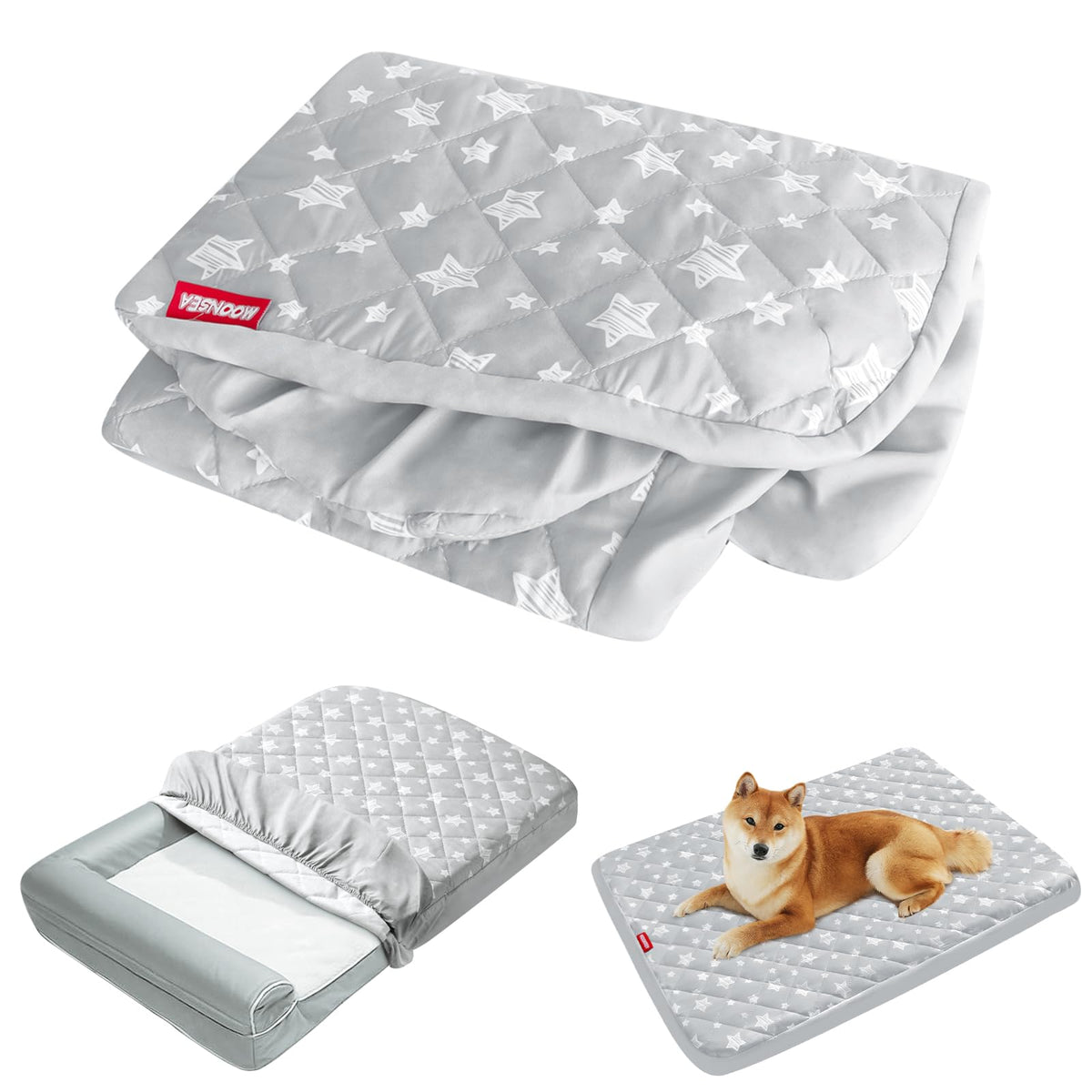 Waterproof Dog Bed Covers Replacement Washable Pet Hair Easy to Remove, Noiseless Quilted Puppy Pet Bed Cover 