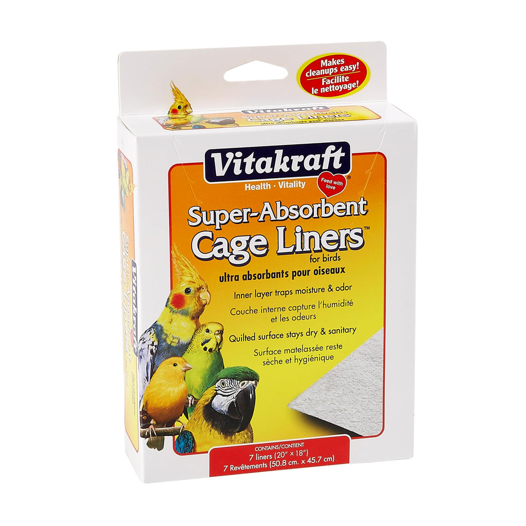 Vitakraft Cage Liners for Birds - For Parrot, Parakeet, Conure, and Cockatiel Cages White 20" X 18" 7 Count, P