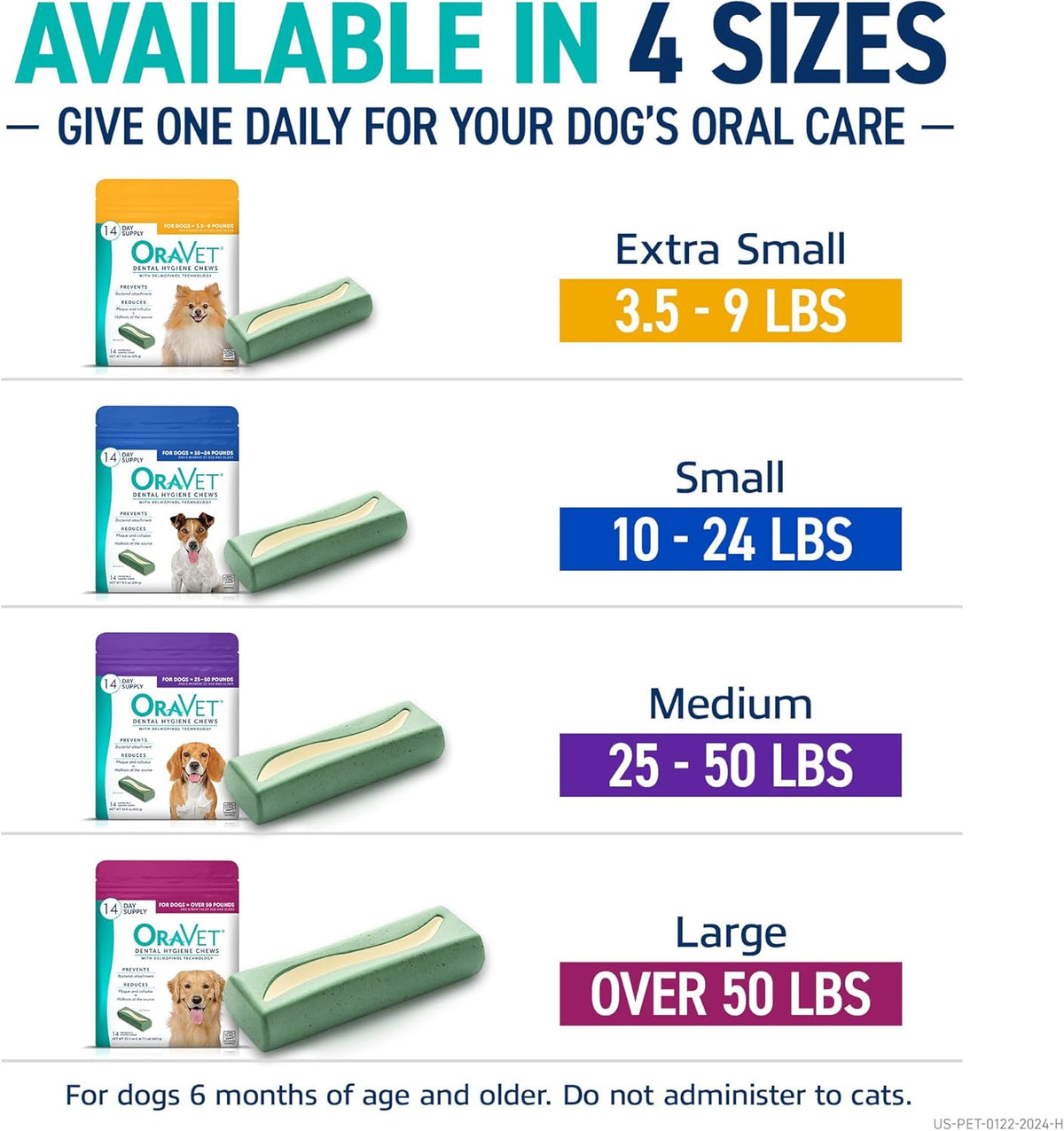ORAVET Dental Chews for Dogs, Oral Care and Hygiene Chews (Medium Dogs, 25-50 lbs.) Purple Pouch, 30 Count - view 7