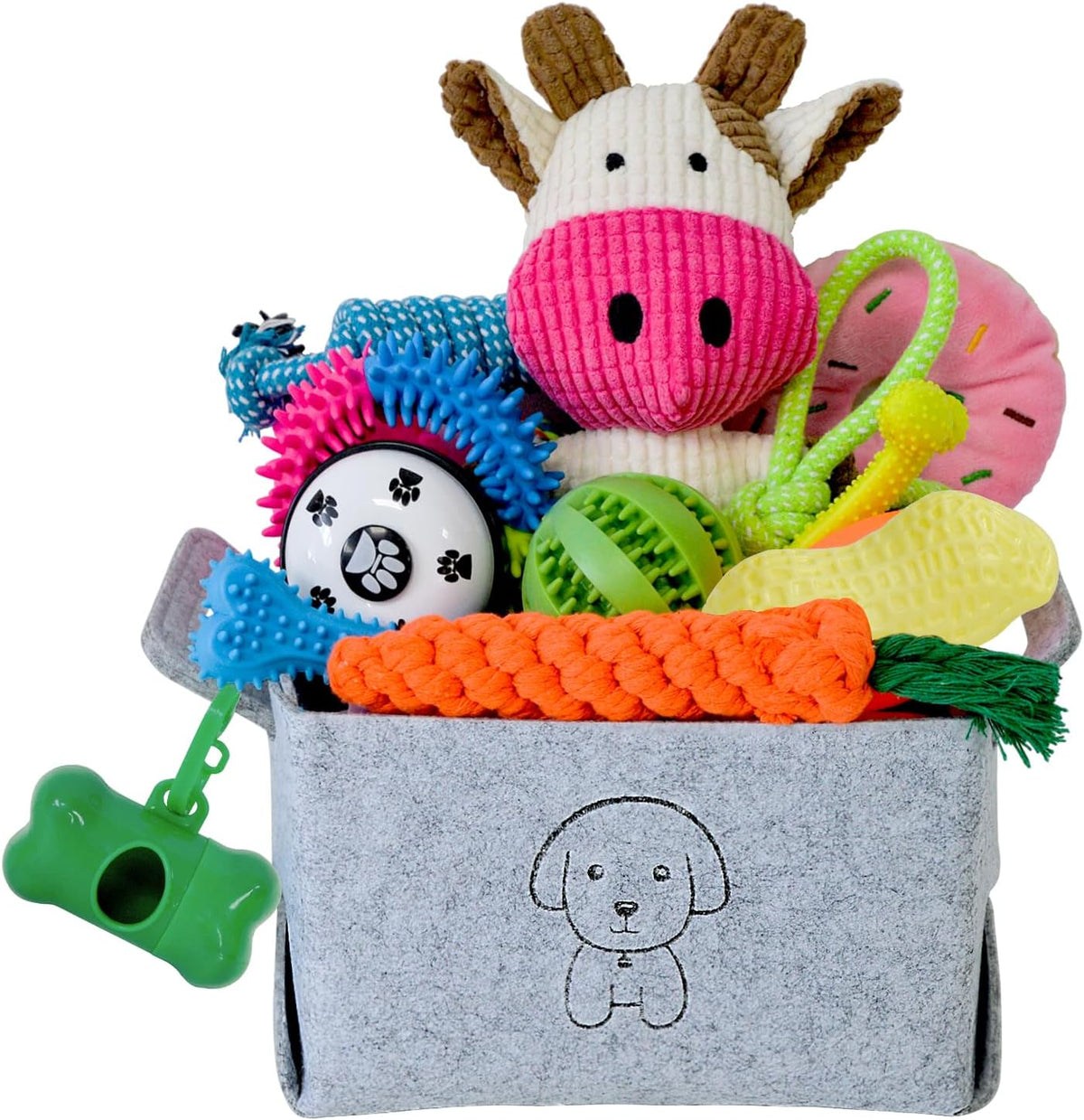 20Pcs Puppy Chew Toys for Teething, Dog Chew Toys with Rope Toy, Pet Dog Toothbrush, Treat Balls, Plush Toys a