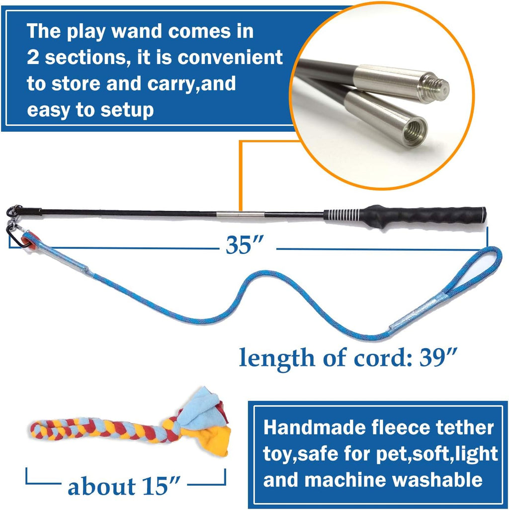 Interactive Flirt Pole Toy for Dogs Chase and Tug of War,Durable Teaser Wand with Pet Fleece Rope Tether Lure  - view 5