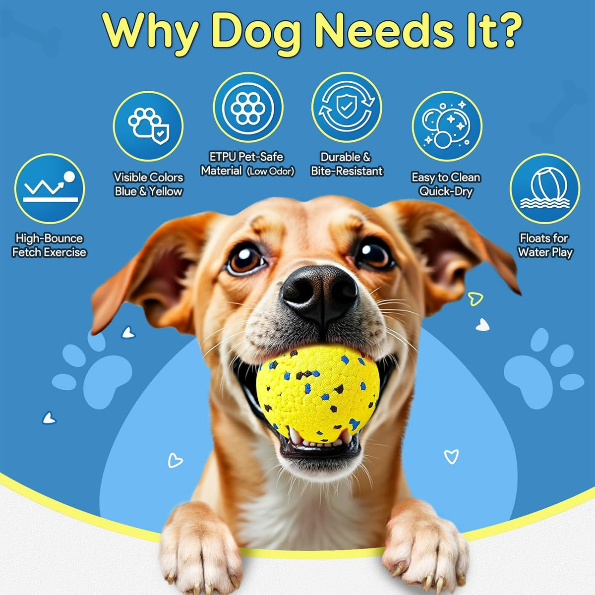 Dog Balls Tennis Ball Toys Dog Toys for Aggressive Chewers Durable Teething Chew Toys Water Toy Fetch Ball for - view 4