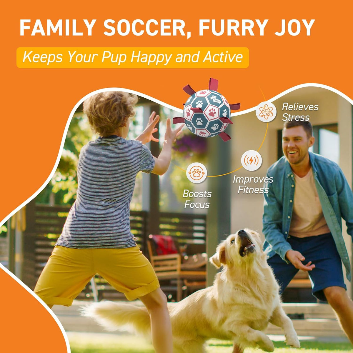 QDAN Dog Balls, World Cup Soccer Ball with Straps, Durable Herding Balls for Small Medium Pet, Puppy Birthday  - view 4
