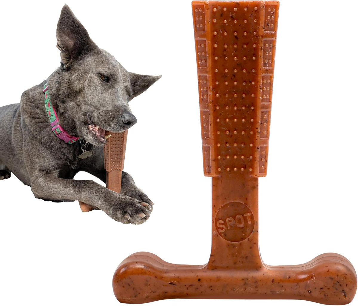 SPOT Bam-Bones Plus T Bone – Bamboo Fiber & Nylon Dog Chew Toy for Moderate to Aggressive Chewers, Durable Lon