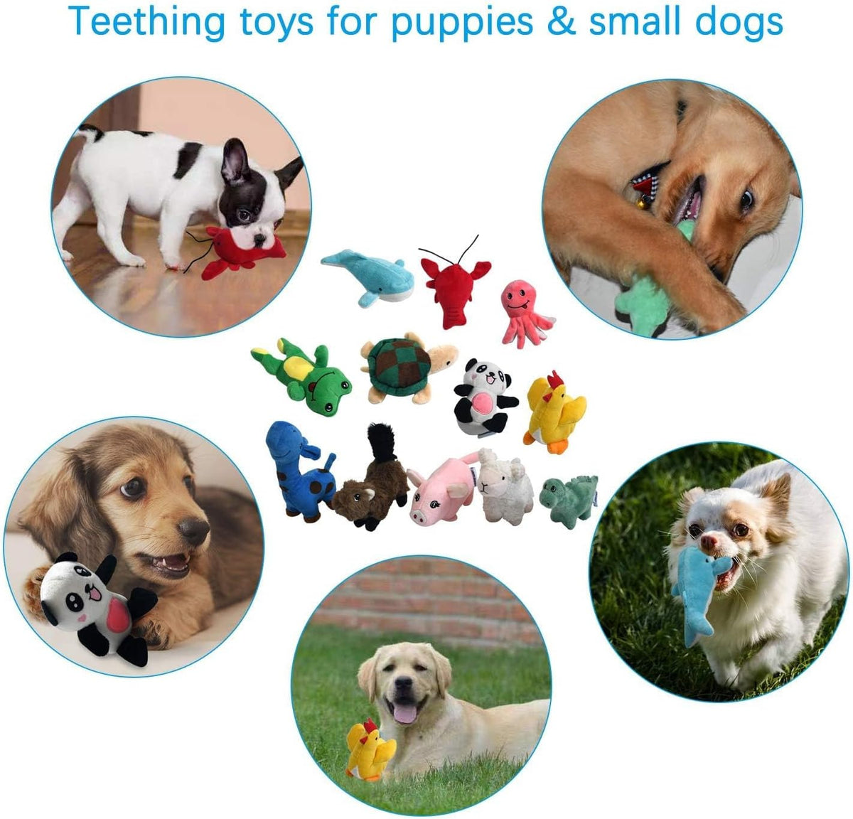 LEGEND SANDY Squeaky Plush Dog Toy Pack for Puppy, Small Stuffed Puppy Chew Toys 12 Dog Toys Bulk with Squeake - view 5
