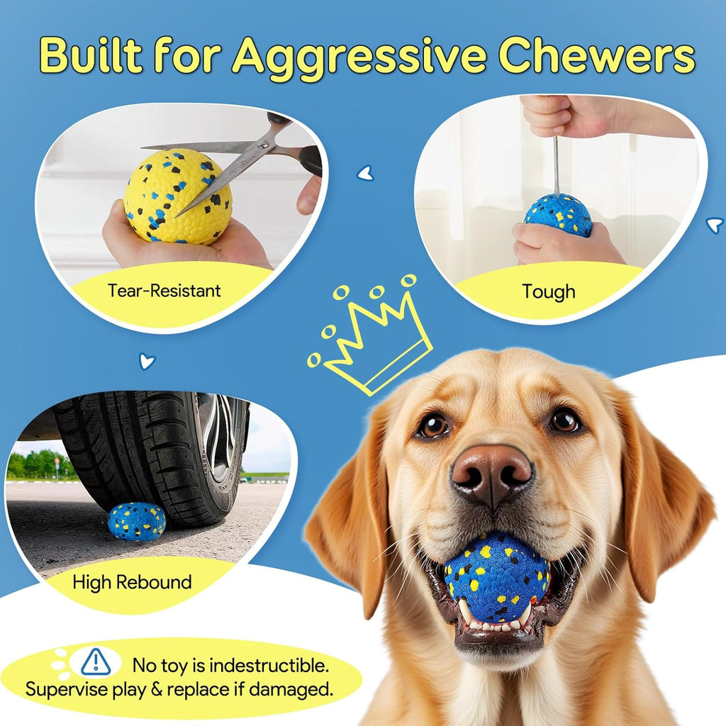 Dog Balls Tennis Ball Toys Dog Toys for Aggressive Chewers Durable Teething Chew Toys Water Toy Fetch Ball for - view 6