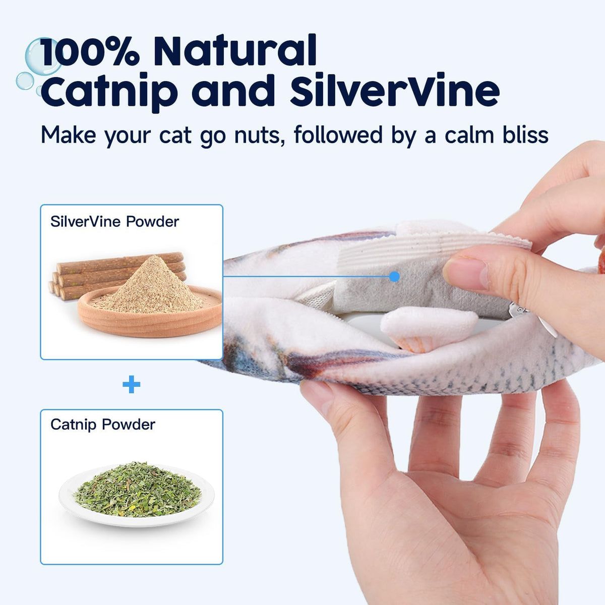 Potaroma Cat Toys Flopping Fish with Catnip, Moving Kitten Kicker, Floppy Wiggle Carp for Small Dogs, Interact - view 4