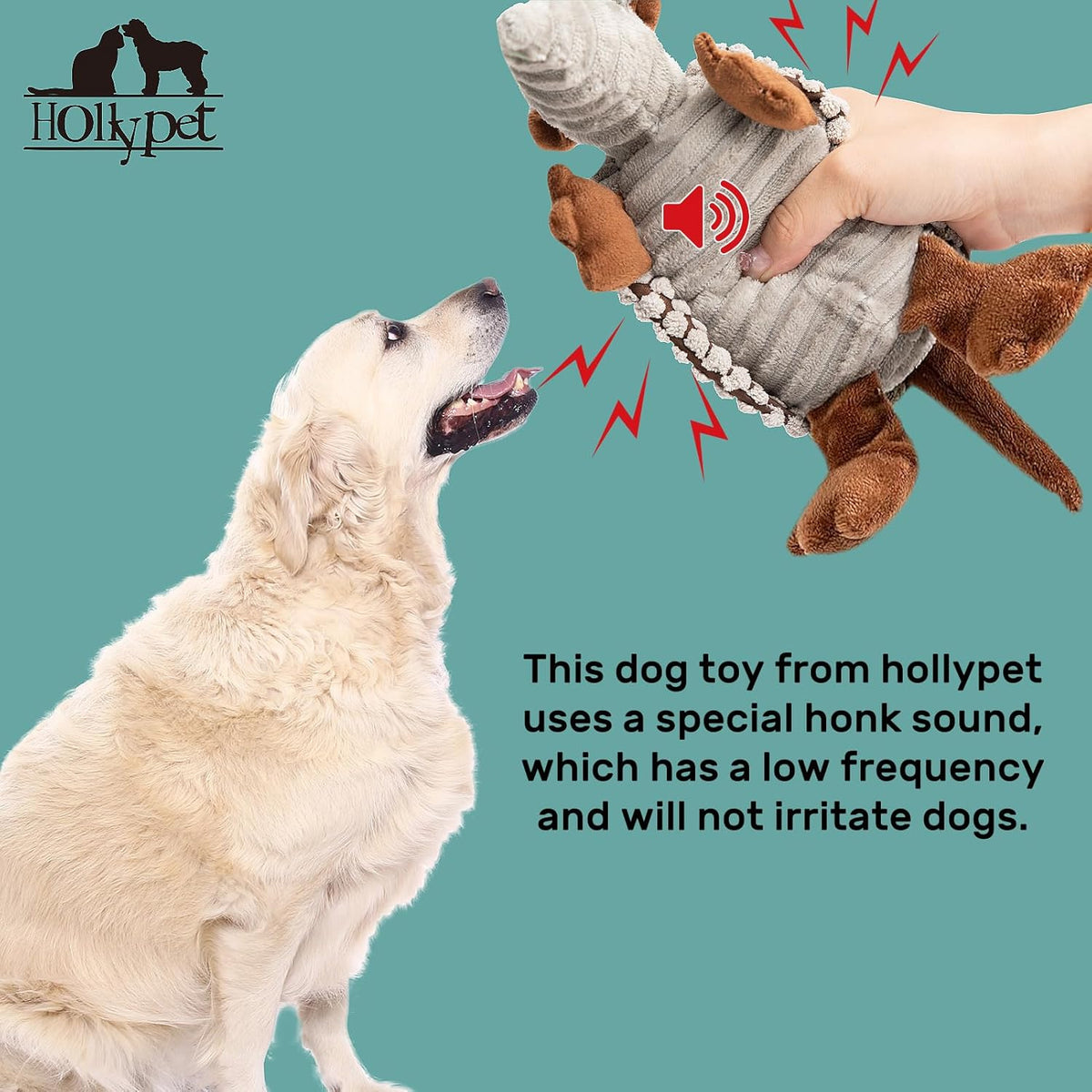 Hollypet Plush Dog Squeaky Toy Stuffed Armadillo Animal Pet Puppy Chew Toys with Clean Teeth for Small Medium  - view 5