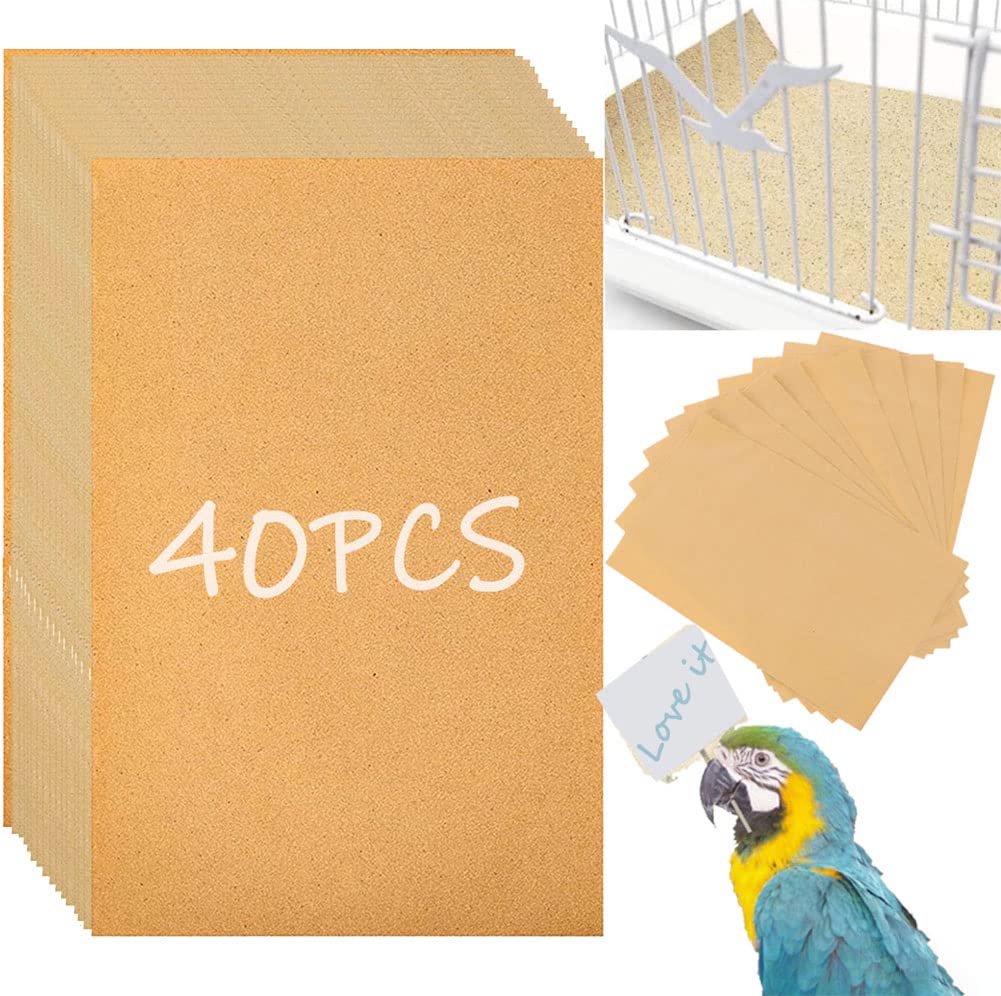 40PCS Gravel Liner Paper for Bird Cage,11x17 In Bird cage Liner Paper-Gravel Paper Special for Bird Cage in Se