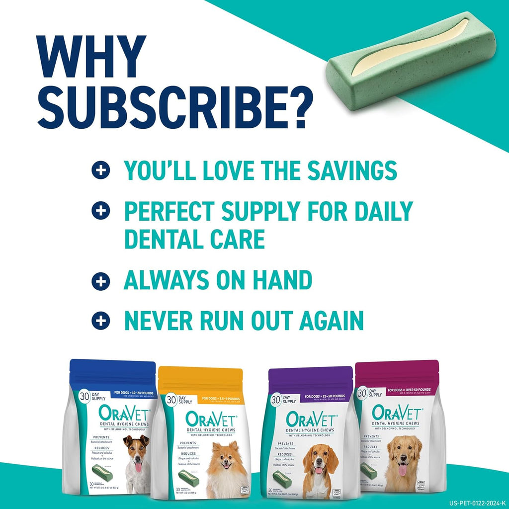 ORAVET Dental Chews for Dogs, Oral Care and Hygiene Chews (Medium Dogs, 25-50 lbs.) Purple Pouch, 30 Count - view 10