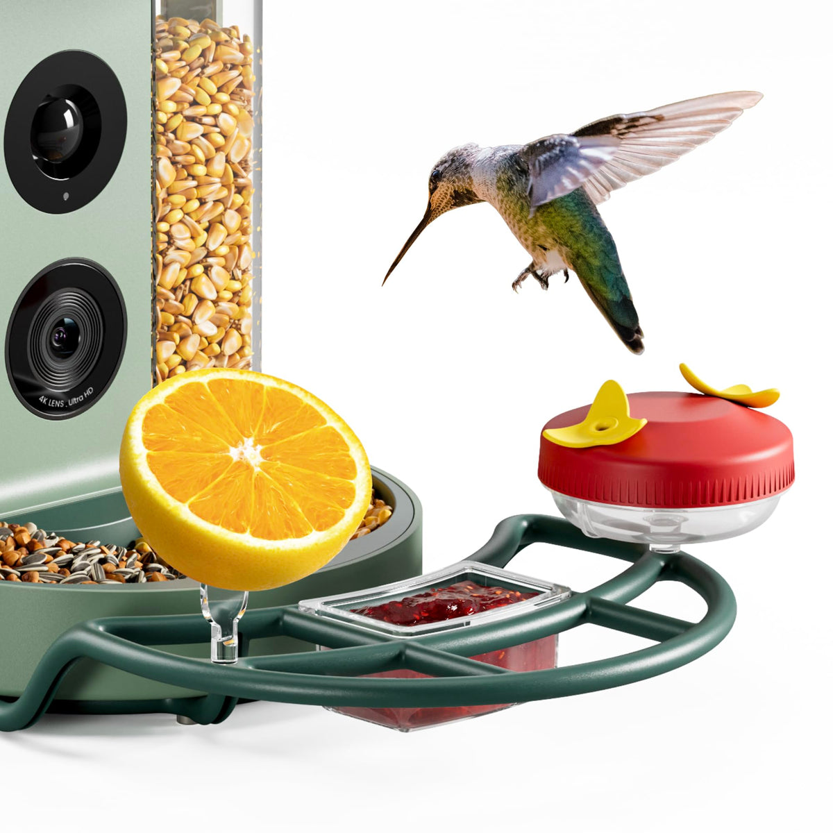Complete Bird Feeder Accessory Kit DIY Add-Ons Including Mini Hummingbird Feeder, 2 Fruit Holders, Jelly Feede