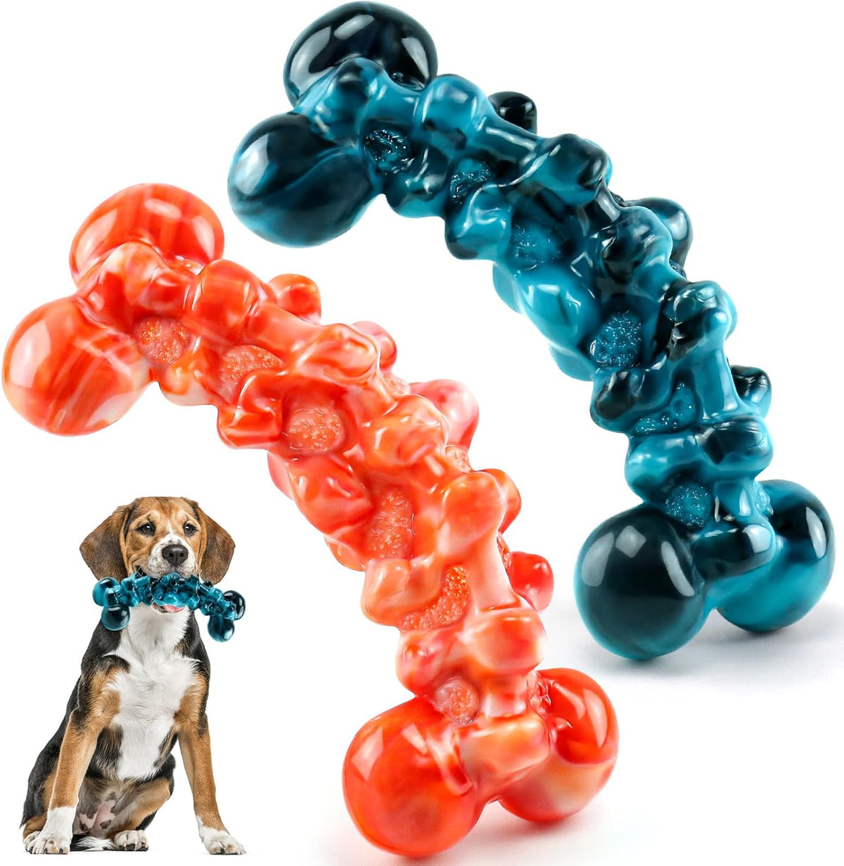 Dog Chew Toys for Aggressive Chewers - 2 Pack Indestructible Teeth Cleaning Chew Toys to Keep Them Busy for Me
