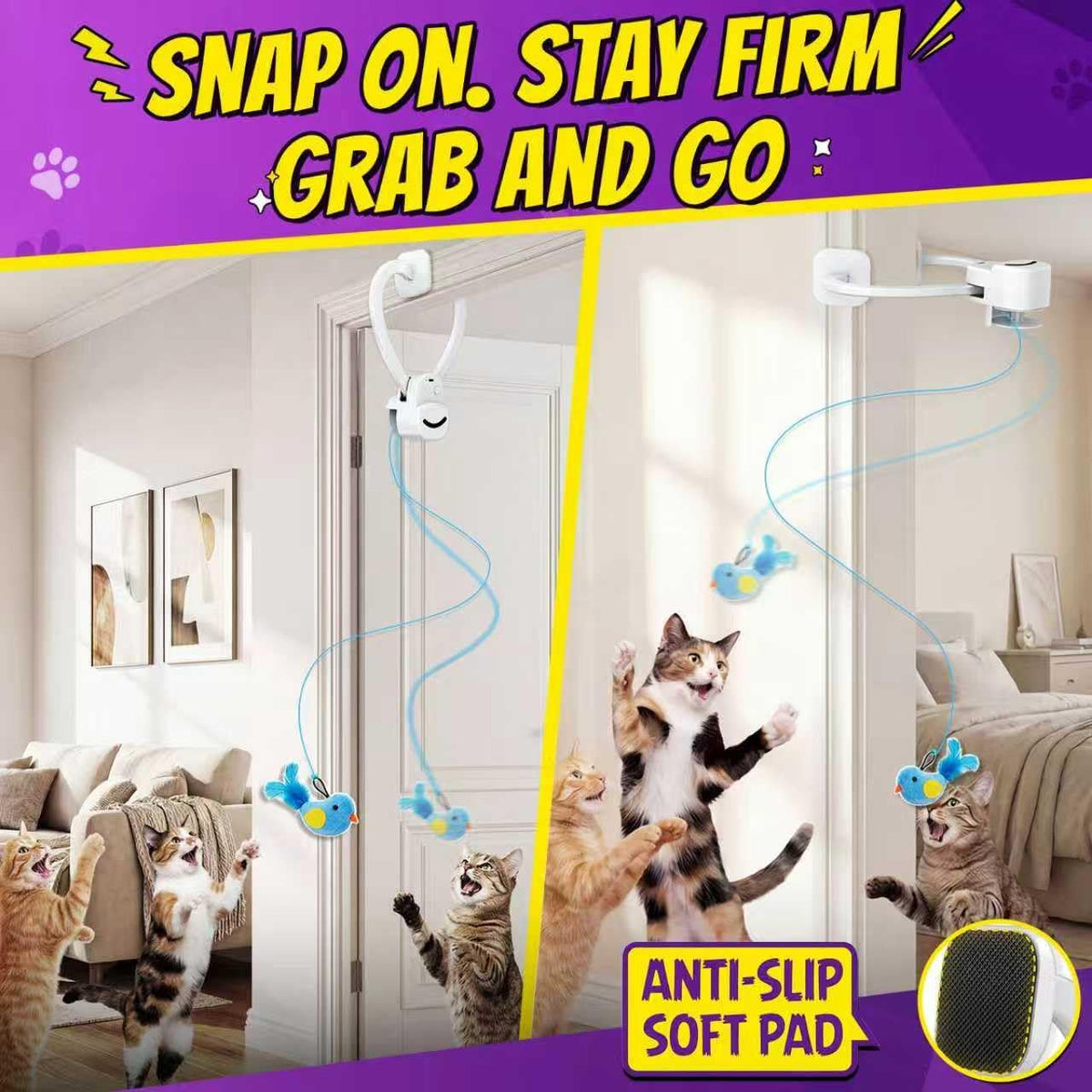 Interactive Cat Toys for Indoor Cats: Automatic Flying Bird Feather Wand Chase Exercise Enrichment Stimulation - view 5