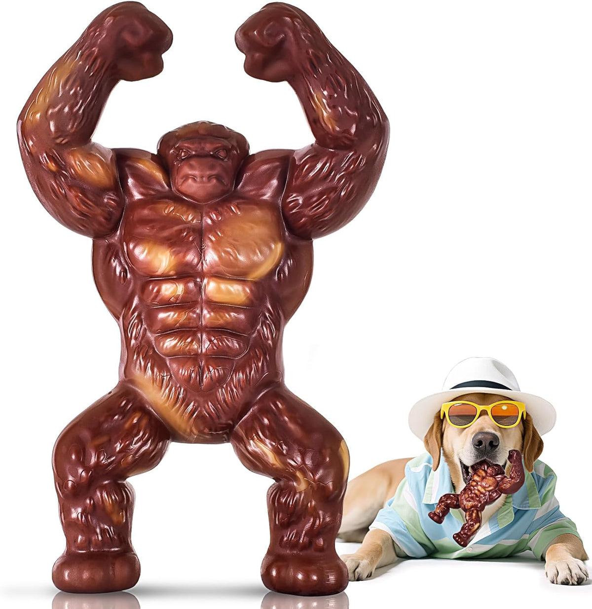 PETSTA Indestructible Dog Toys for Aggressive Chewers, Extreme Tough Toys for Large Dogs, Real Beef Flavored, 