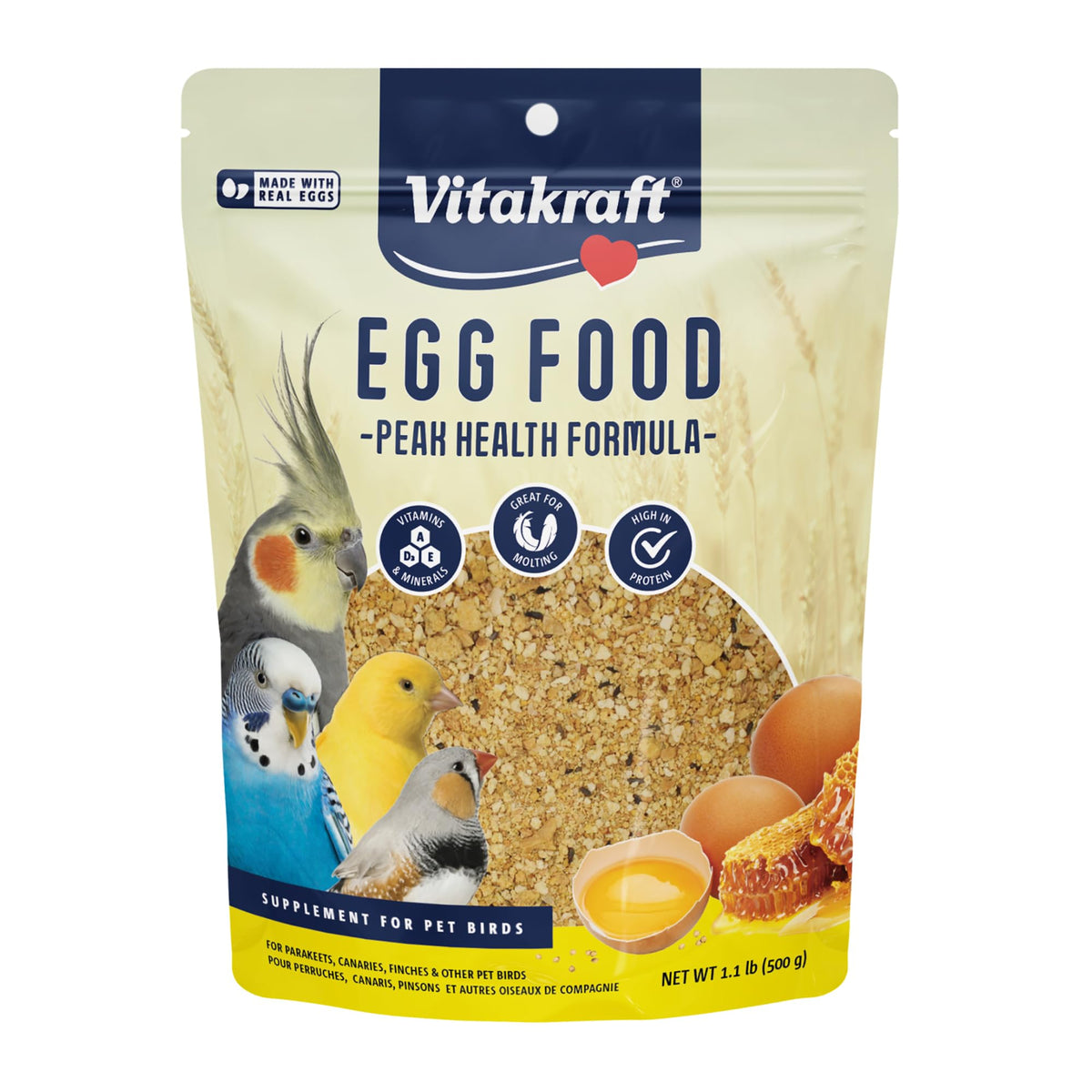 Vitakraft VitaSmart Egg Food for Birds - Daily Supplement for Parrots, Parakeets, Cockatiels, and Canaries - B
