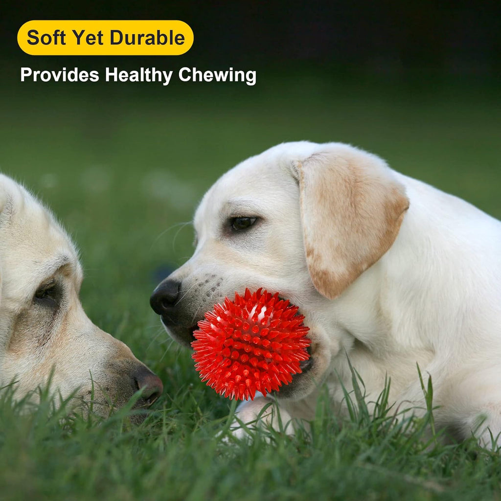 VITEVER 3.5” Squeaky Dog Toy Balls (6 Colors) Puppy Chew Toys for Teething, BPA Free Non-Toxic, Spikey Dog Bal - view 3