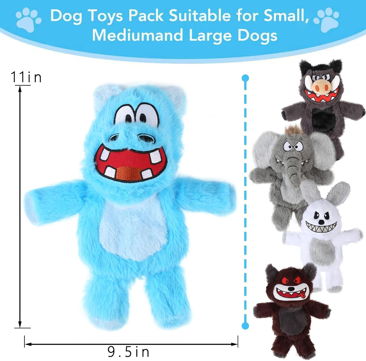 5 Pack Squeaky Dog Toys.Tough Plush Chew Toys for Dogs.Interactive Dog Toys to Keep Small Medium Large Breed D - view 4
