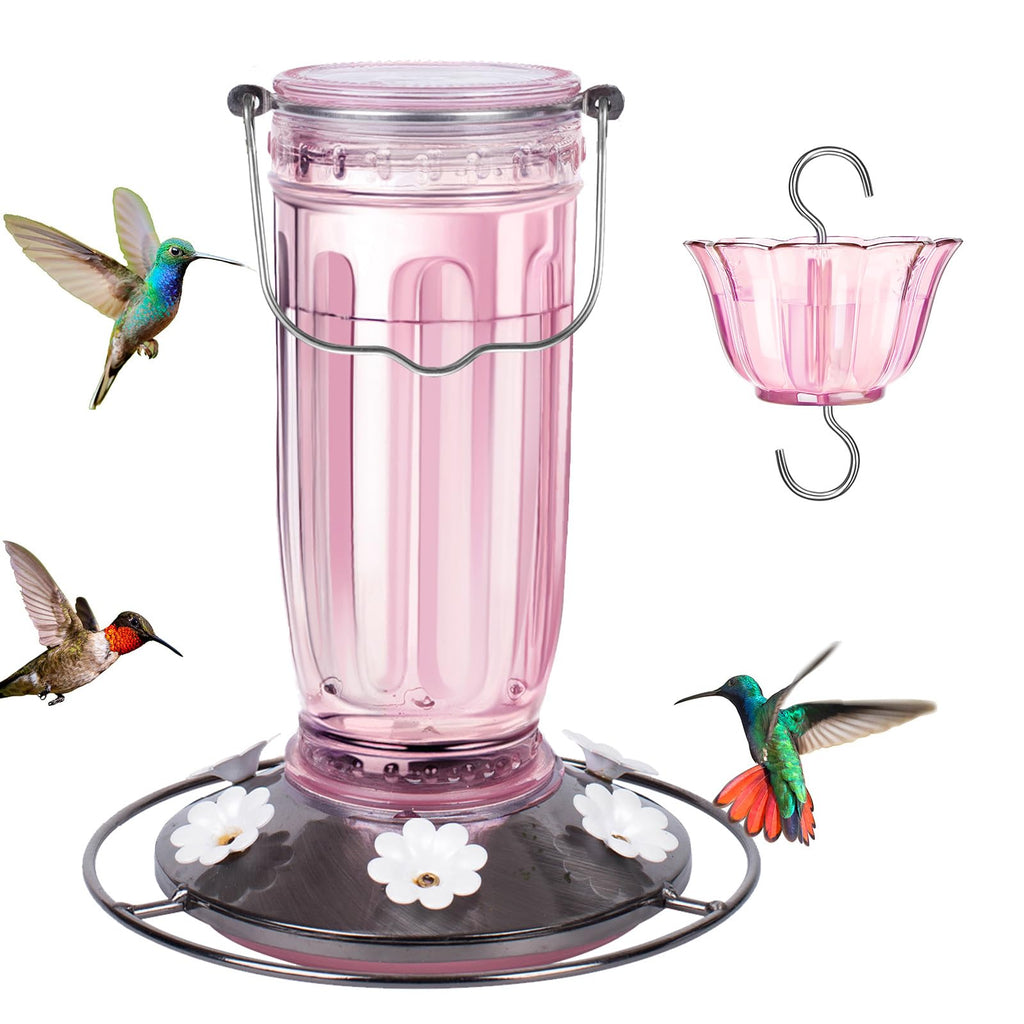 Kingsyard Glass Hummingbird Feeder for Outdoors Wild Bird Feeder with 6 Feeding Ports Hanging for Garden Yard,