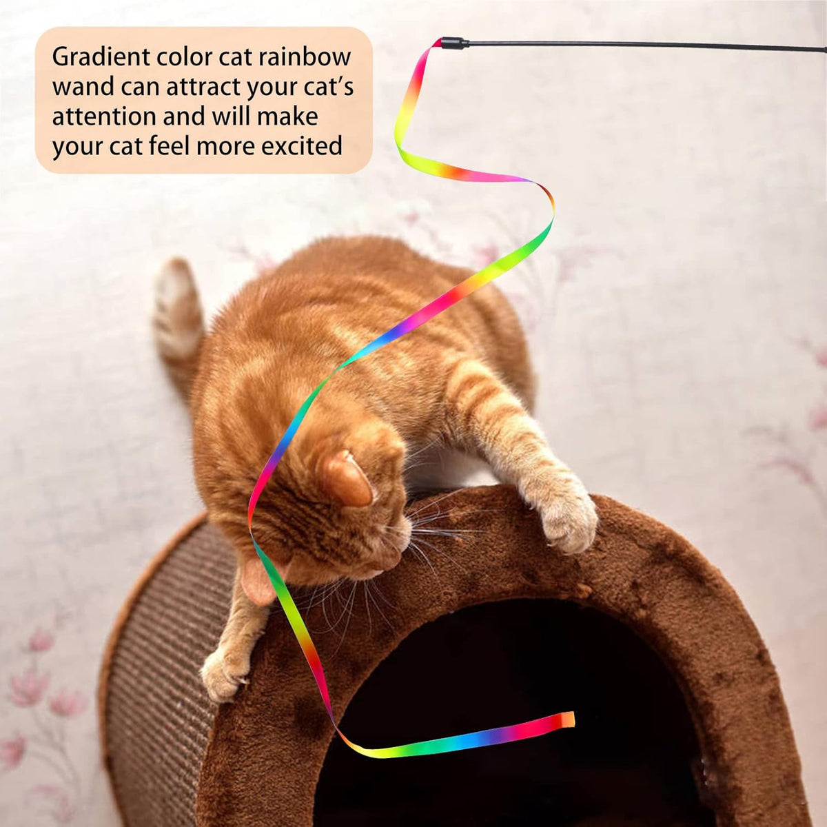 M JJYPET Cat Wand Toys Interactive Kitten Toys for Indoor Cats Colorful Teaser Wand String for Exercise Kitten - view 3