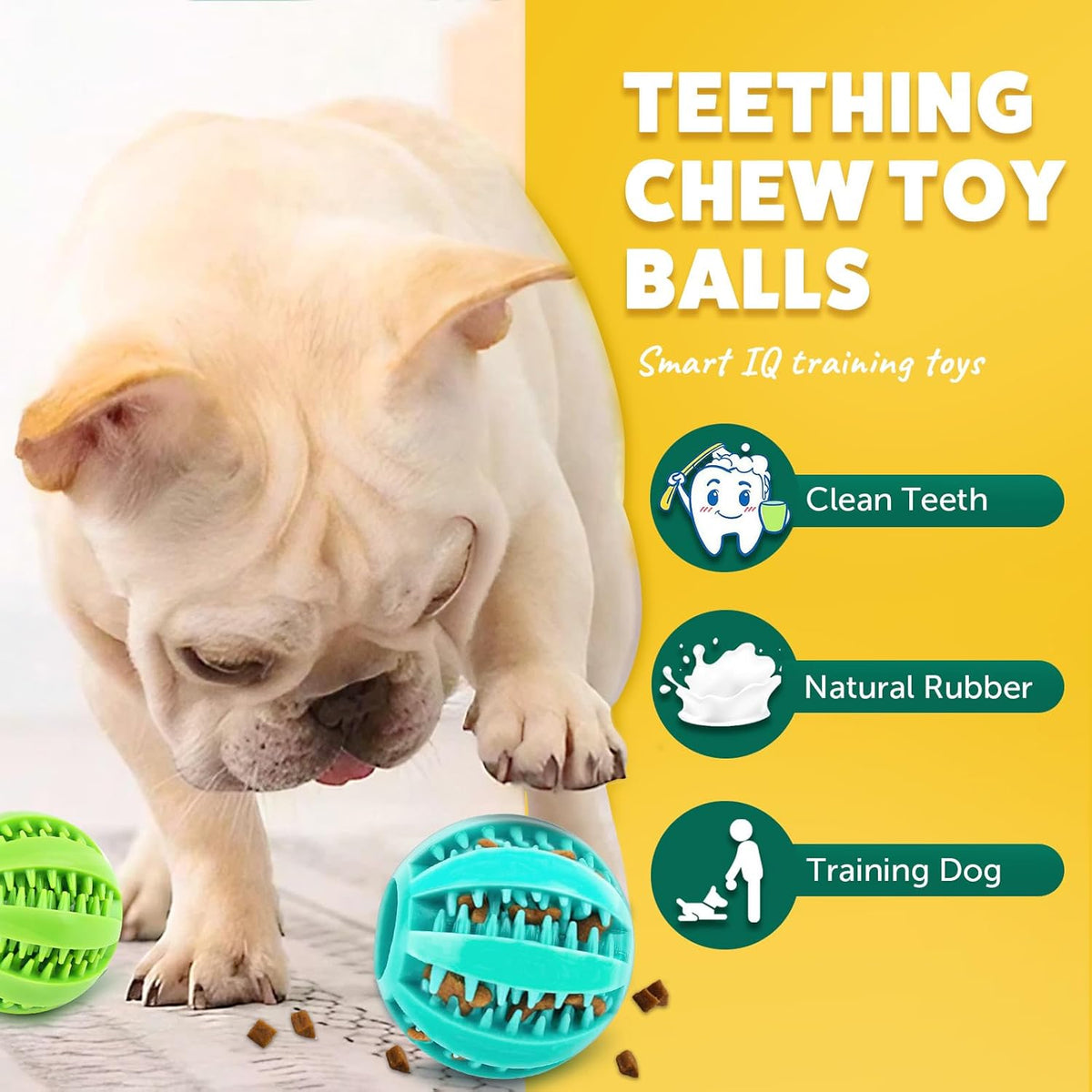 PUPTILY 2 Different Functions Interactive Ball for Dogs 2.5” Squeaky Dog Balls Toys and Puppy Teething Chew To - view 5