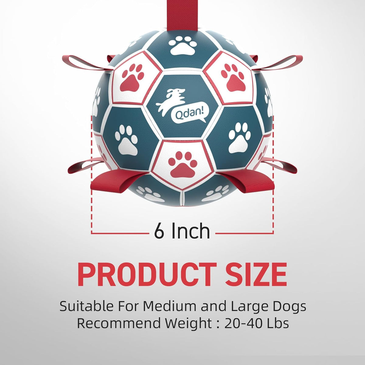 QDAN Dog Balls, World Cup Soccer Ball with Straps, Durable Herding Balls for Small Medium Pet, Puppy Birthday  - view 9