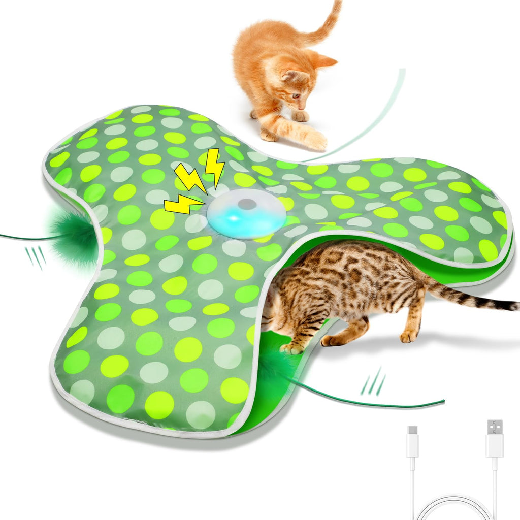 umosis Interactive Cat Toys Rechargeable,Moving Concealed Feathers,Real Mouse Squeaky,Touch Activated Cat Kitt