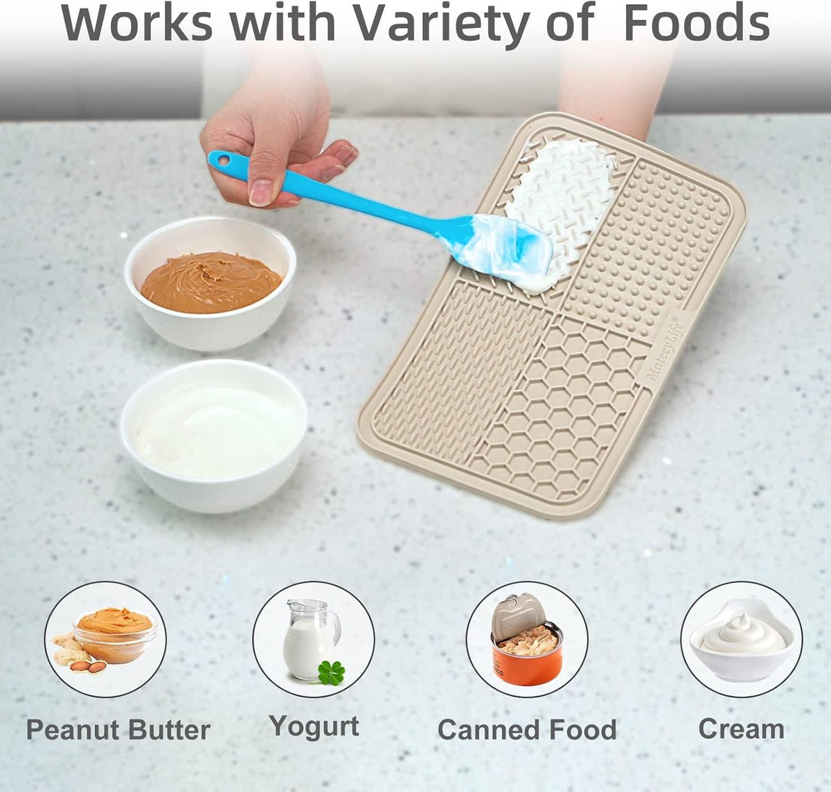 MateeyLife 2PCS Large Lick Mat for Dogs with Suction Cups, Slow Feeder Bowls, Cat Lick Mat for Anxiety Relief, - view 5